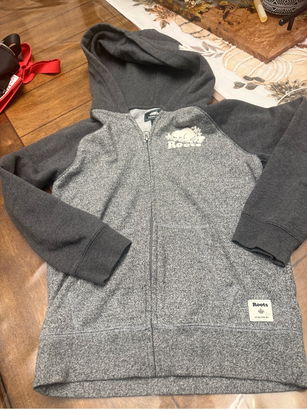 Roots Boys' Two-Tone Grey Zip Hoodie
